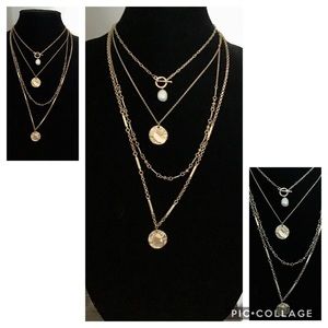 Layered gold tone necklace